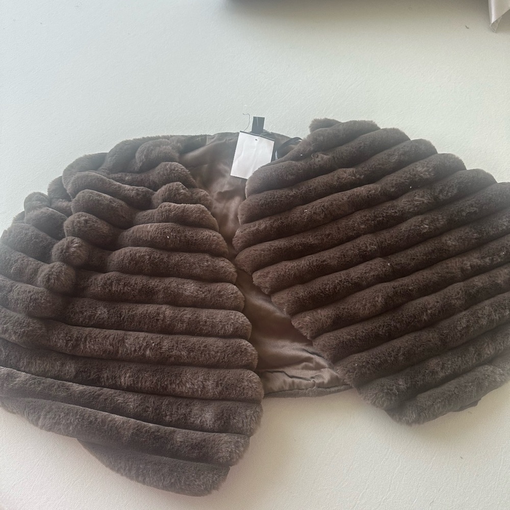 Brown Faux Fur Shrug
